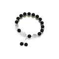 Natural black agate and grey opal couple bracelet with 10mm wave-shaped beads
