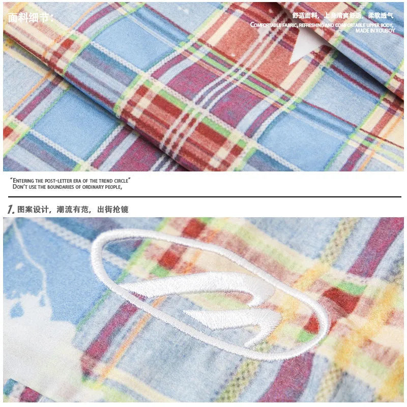 Men's blue and yellow plaid retro overalls with straight-leg trousers design and mid-waist fit