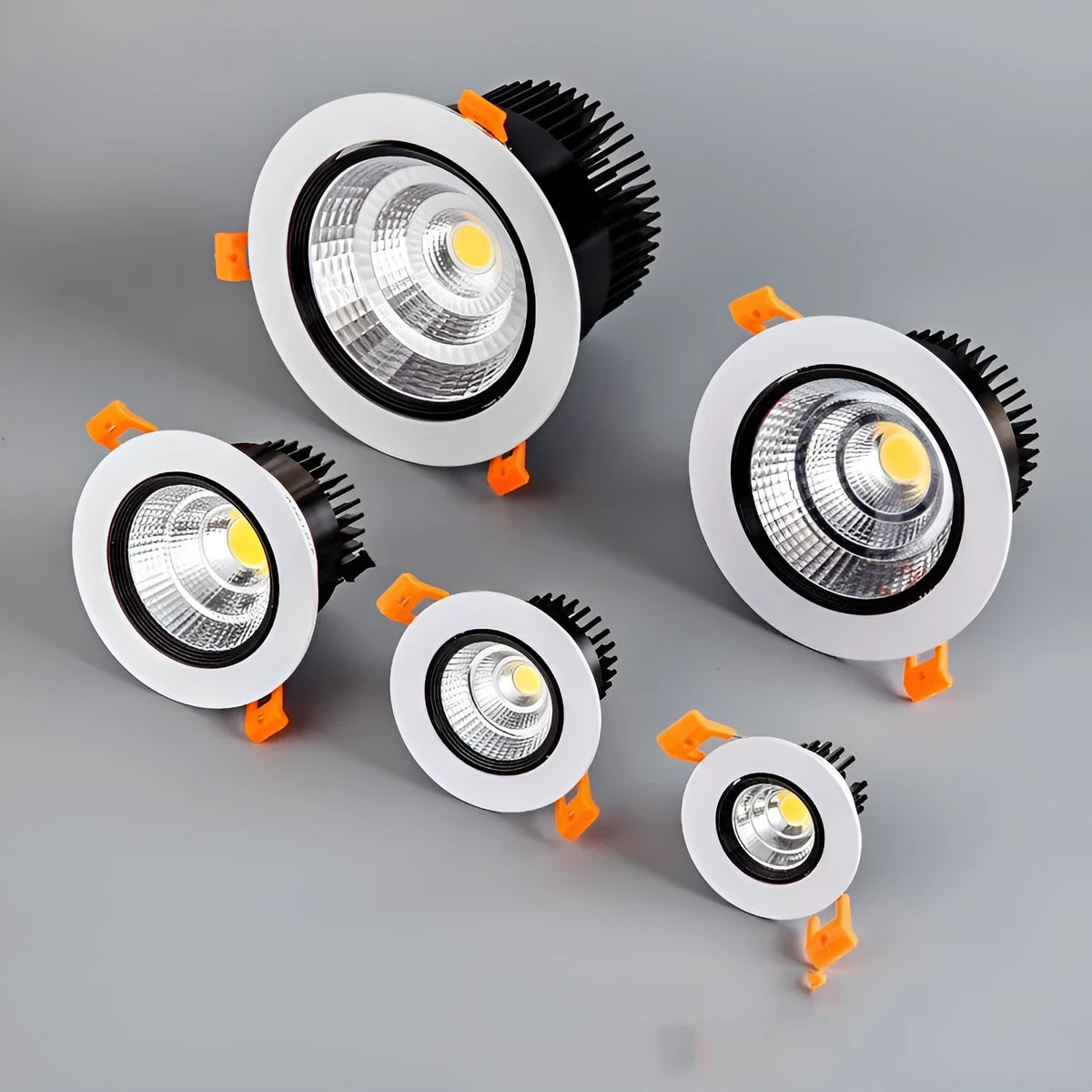 Modern aluminium recessed LED ceiling spotlight with anti-glare design, shown in a white finish