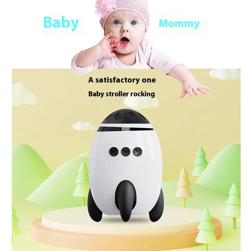 White baby sleep comforter device with automatic shaking and Bluetooth connectivity