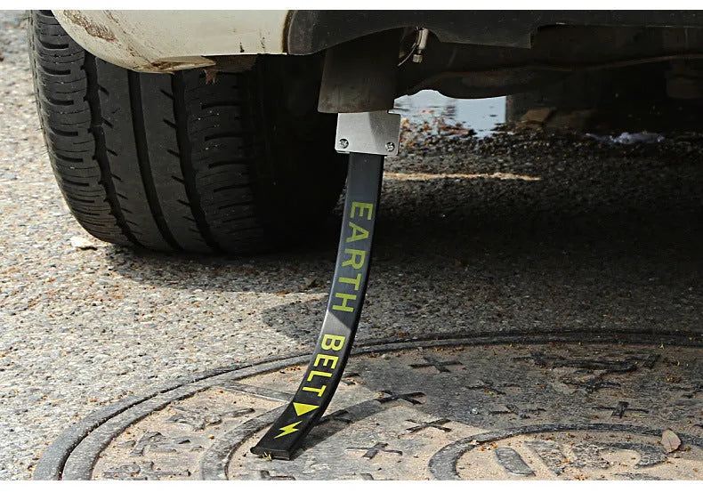 Black rubber car electrostatic grounding chain with copper wire, measuring 370mm in length.