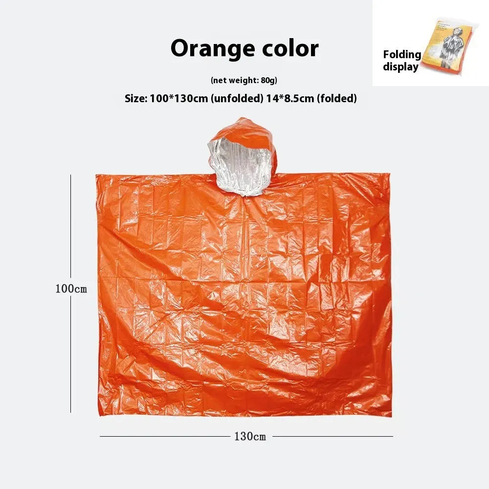 Orange and army green cross-country running raincoat measuring 100 by 130 centimetres