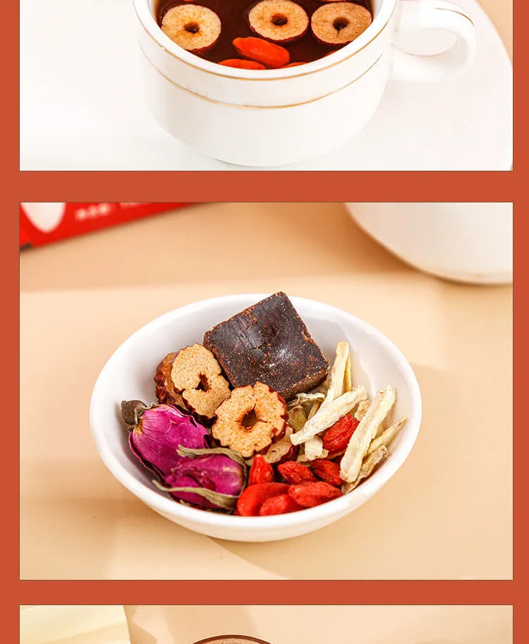 Box of brown sugar ginger jujube tea with wolfberry and red dates tea bags 150g