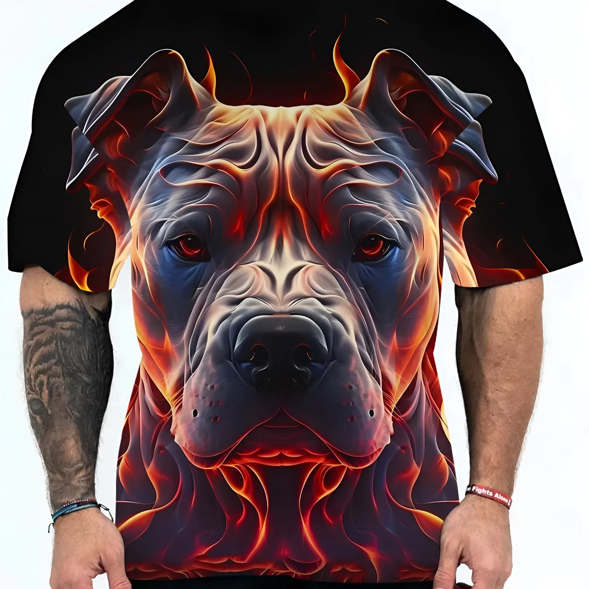 Men's short sleeve T-shirt with digital printed camouflage dog head animal pattern design