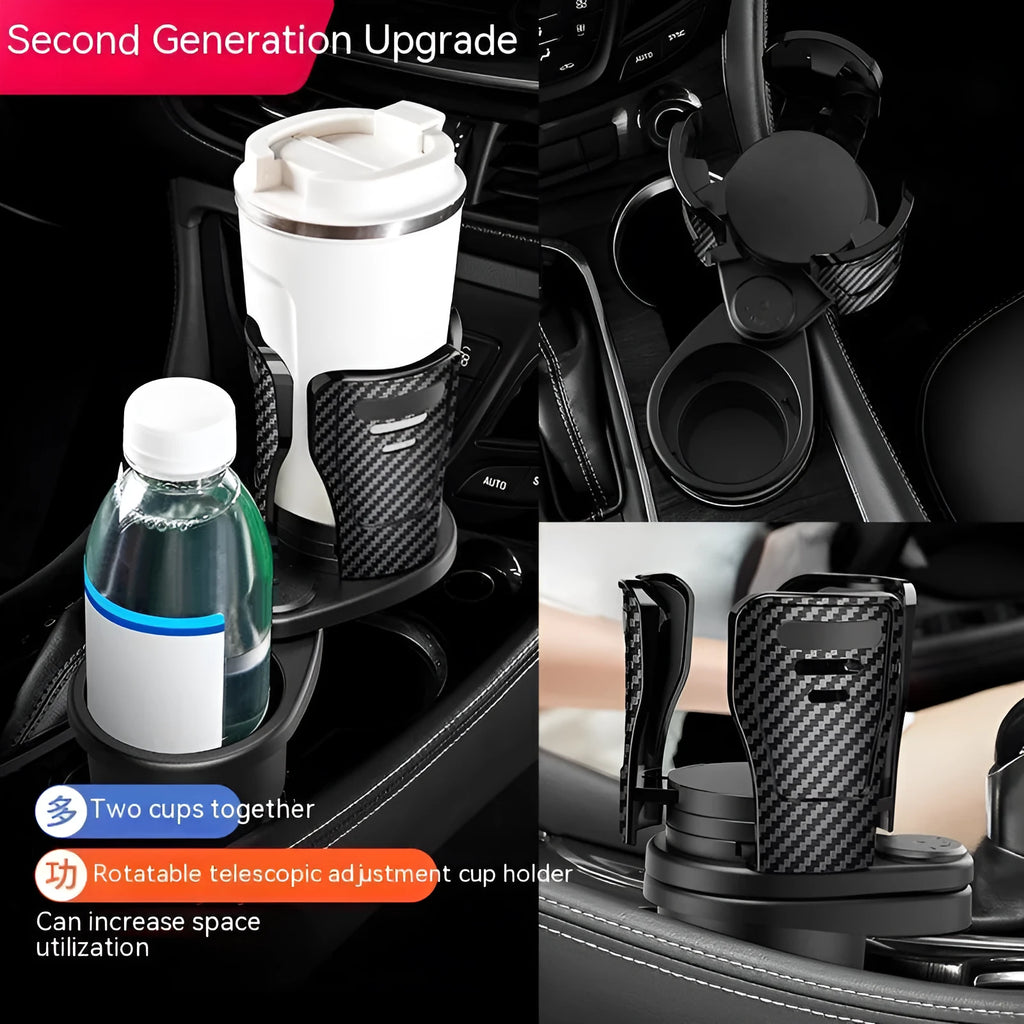 Car cup holder modification insert with carbon fibre finish for vehicle centre console drink storage
