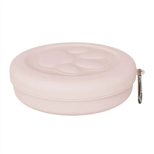 Collapsible portable dog bowl for food and water in pink and green colour options