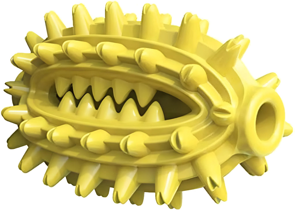 Green cactus-shaped dog toothbrush toy for aggressive chewers with textured dental cleaning surface