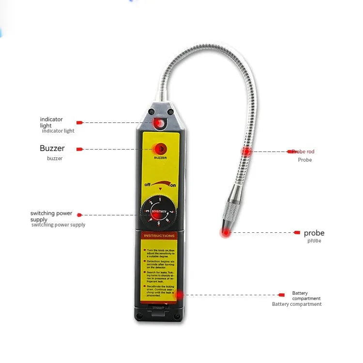 WJL-6000 electronic halogen leak detector with extended 20cm probe for refrigerant system testing