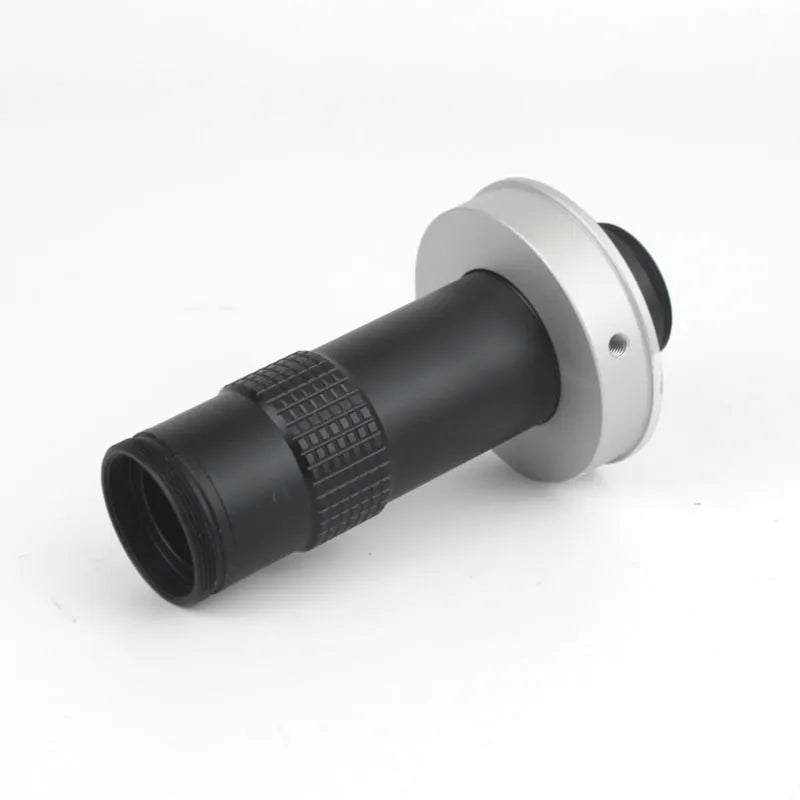 Black industrial camera monocular lens measuring 30mm diameter by 84mm length with 130x magnification