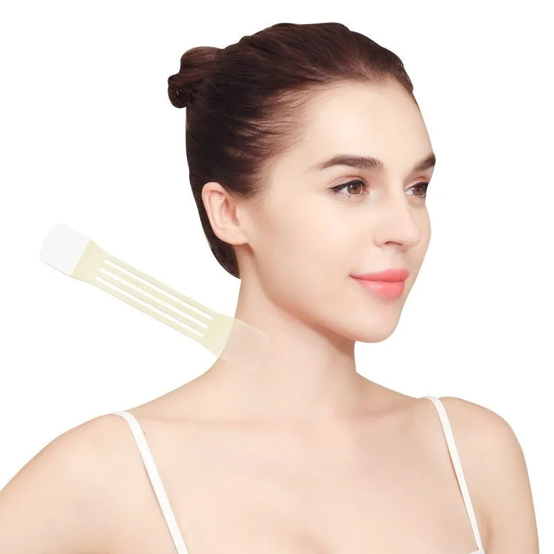 Skin tone neck firming adhesive tape with V27 pattern sling and twenty patches