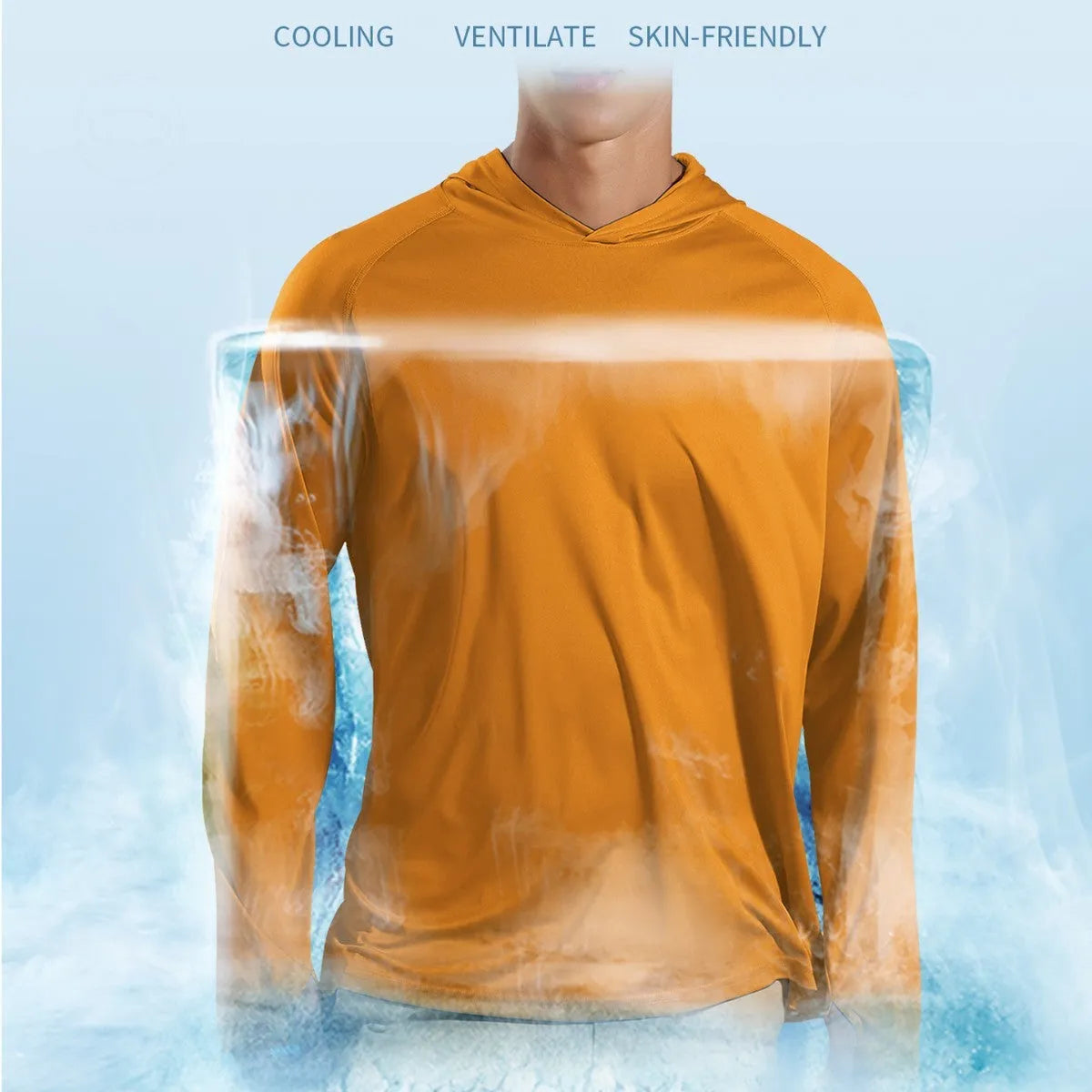 Outdoor long sleeve hooded top for UV protection in various colours