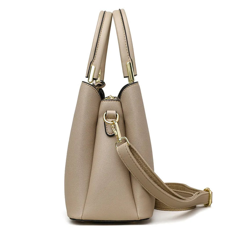 Women's PU shoulder messenger bag with multiple compartments and adjustable cross-body strap