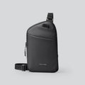 Men's elegant black lightweight crossbody bag made from Oxford cloth with visible stitching.