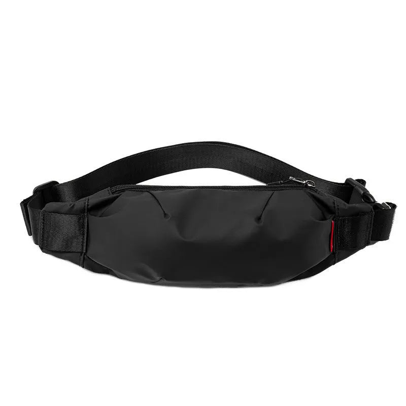 Black oxford cloth waist pack crossbody bag with organisational pockets