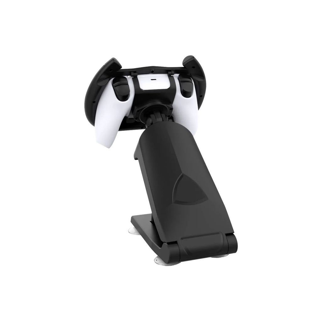 Black ABS plastic steering wheel bracket with suction cup for mounting phones during racing games