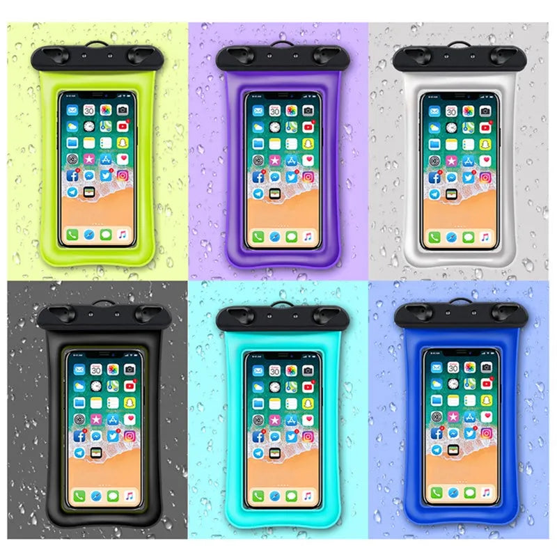 Double airbag waterproof phone pouch with 45cm rope lanyard in various colour options