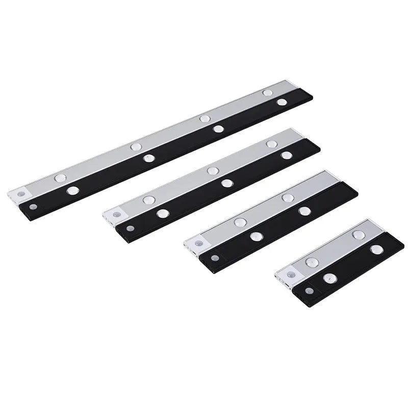 Rechargeable Cat's Eye Hill corrugated LED light strip in black, showing magnetic mount and hill projection light effect.
