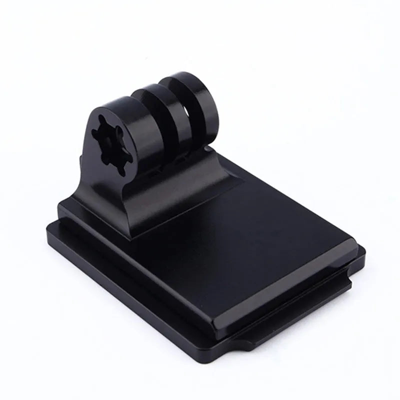 Aluminium alloy helmet camera mounting bracket for GOPRO and action cameras.