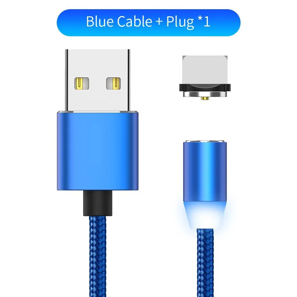 1 metre magnetic LED charging cable with cotton yarn weaving and aluminium shell for Apple iPhone compatibility