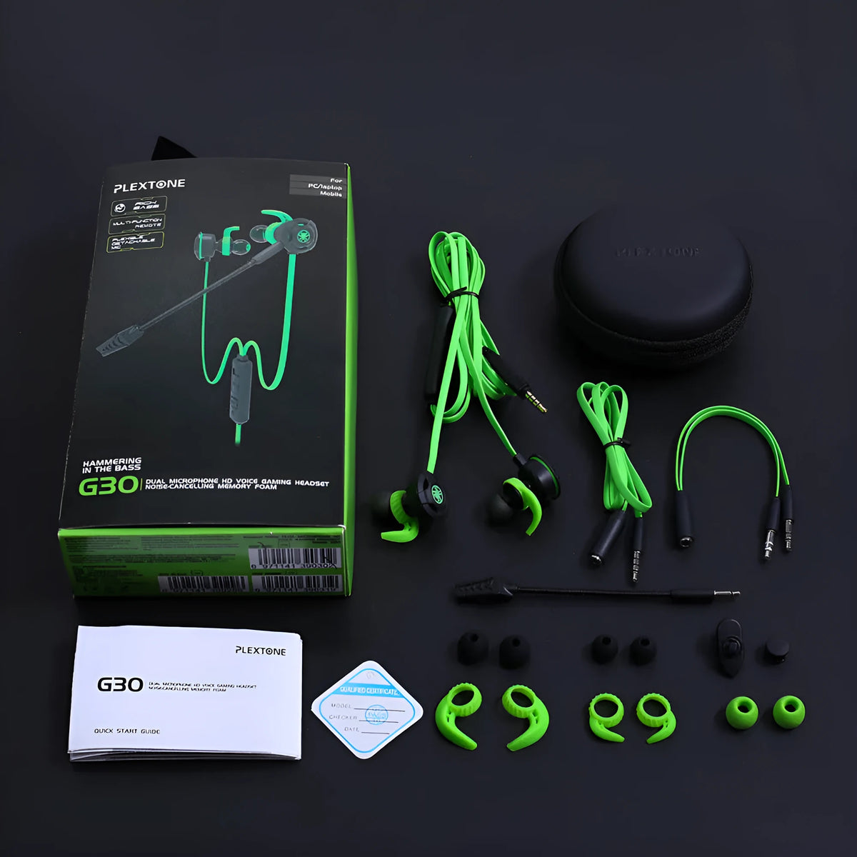 Shuangmai wired computer gaming headset in black, green and red colour options