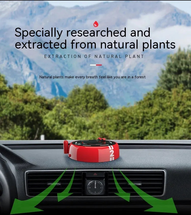 Solar car fragrance decoration with modern round design for vehicle dashboard placement