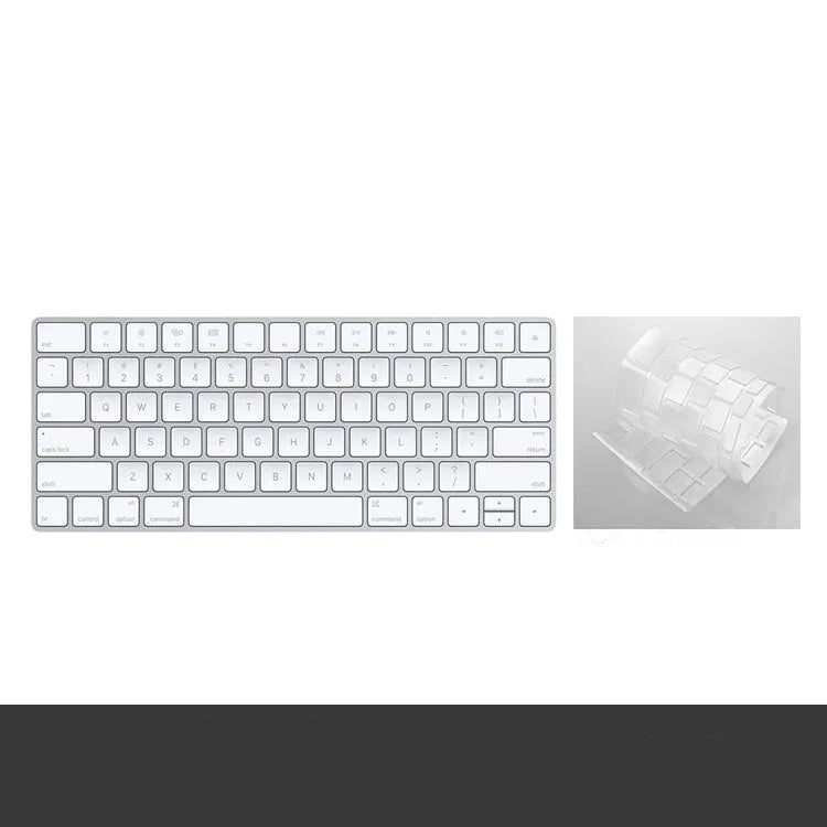 White genuine Apple Bluetooth wireless keyboard with ultra-thin metal casing on a desk.