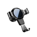 Black ABS gravity mirror phone bracket clipped onto a car air vent.