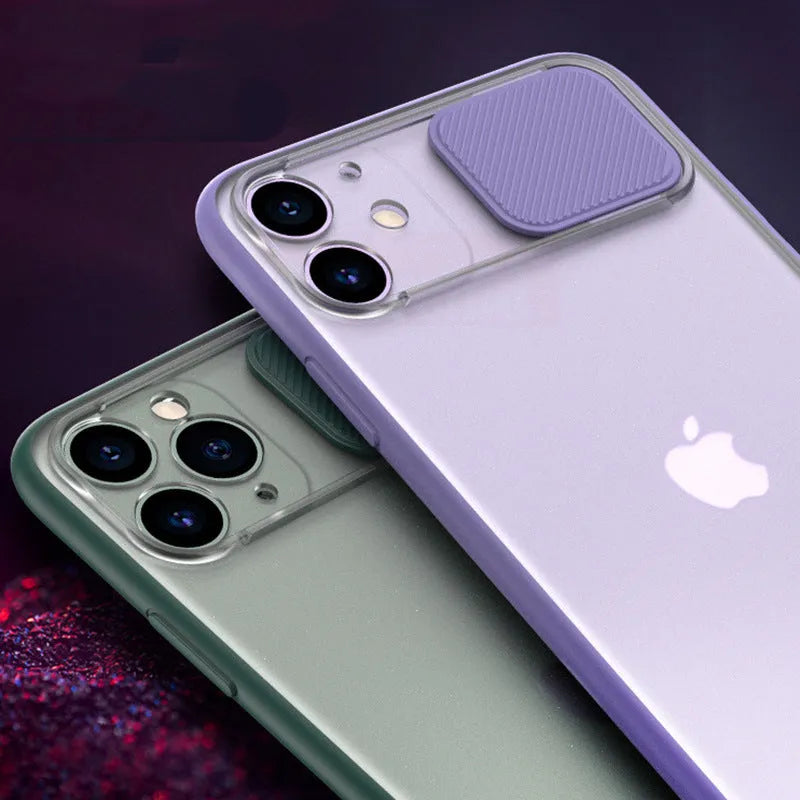 Frosted frame silicone iPhone case shown in multiple colour options on various iPhone models
