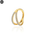 Titanium alloy nose ring with G23 monoclinic diamond finish in gold colour showing gauge size