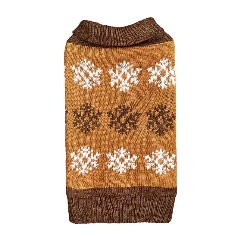 Grey dog Christmas sweater with snowflake pattern on small dog