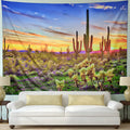 Blue printed polyester tapestry wall hanging, available in 150x100cm, 150x130cm and 150x230cm sizes