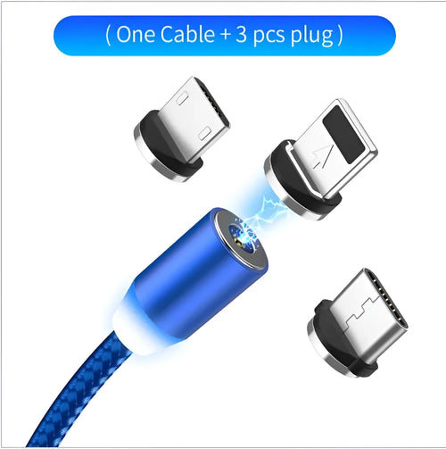 1 metre magnetic LED charging cable with cotton yarn weaving and aluminium shell for Apple iPhone compatibility