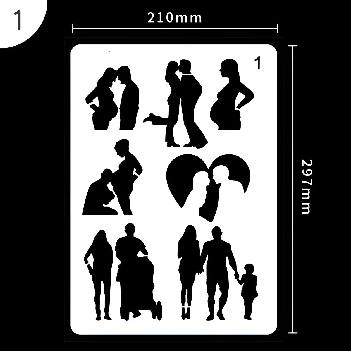 Plastic drawing stencil set with multiple template designs for craft projects