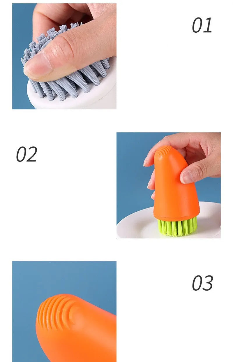 Orange and white carrot-shaped nylon cleaning brush with bristles, 20cm long