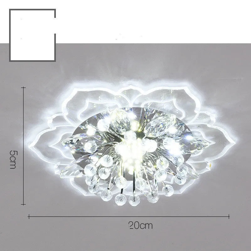 Modern crystal ceiling lamp with flower-shaped shade for living room or bedroom lighting