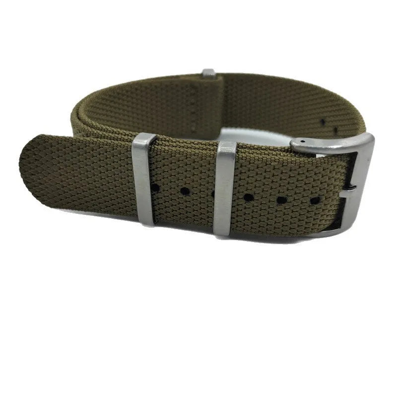 Nylon integrated watch strap in Army Green colour showing 20mm width.