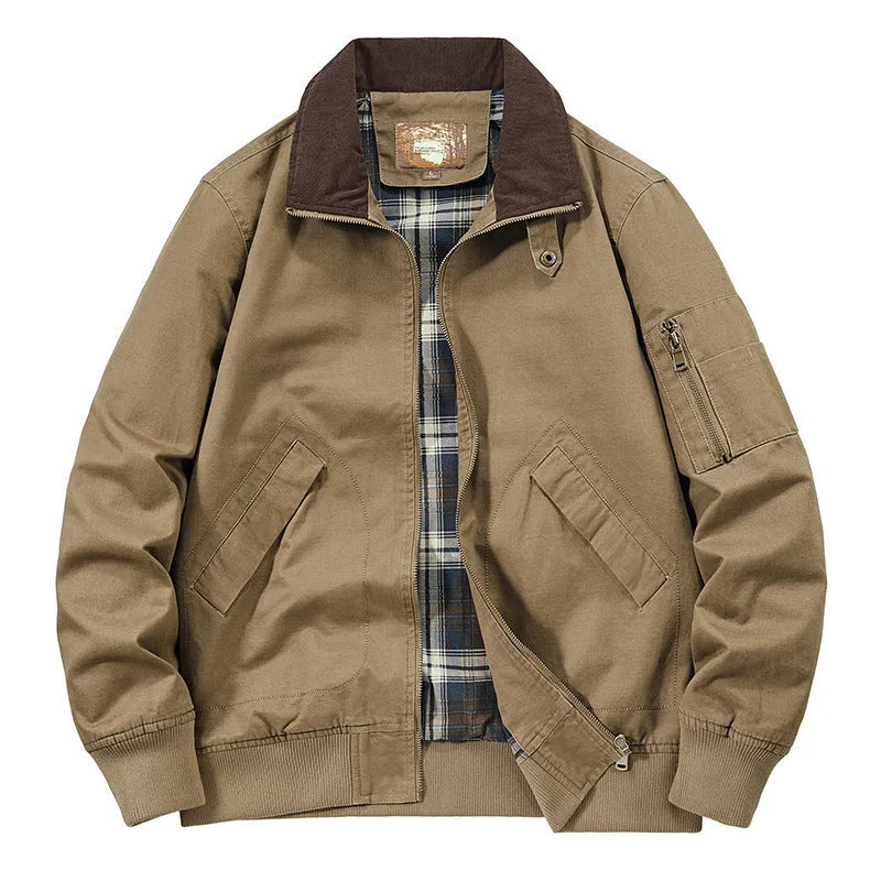 Plus size men's washed cotton baseball jacket in flight jacket style available in multiple colours and sizes
