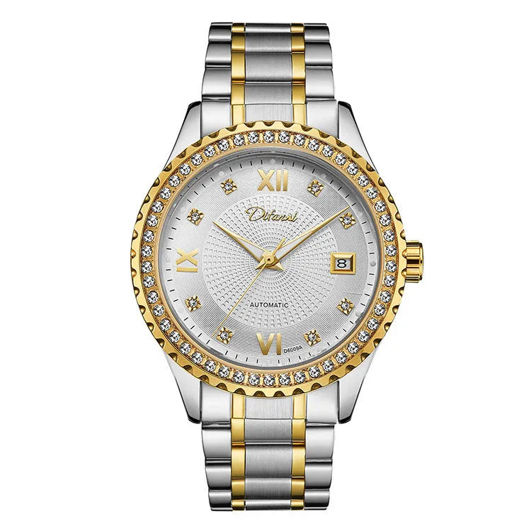 Fashionmonger men's automatic mechanical business watch with luminous hands on gold case