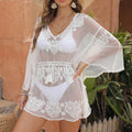White water soluble beach blouse with free size fit for women's swimming and beachwear