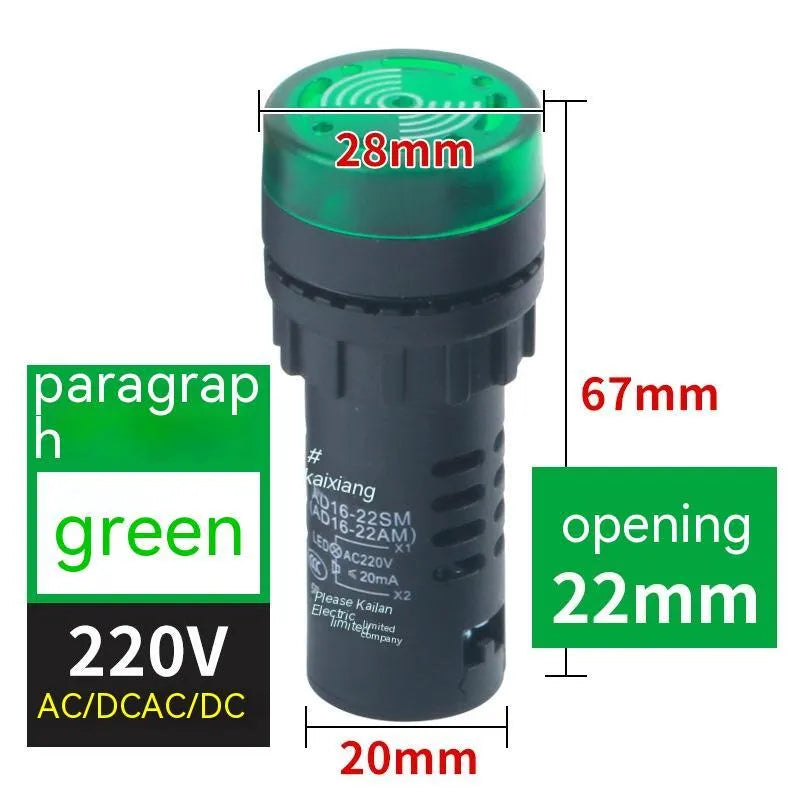 AD16-22SM LED flashing sound and light buzzer with 22mm mounting diameter for industrial control panel alarm signaling in red green and yellow