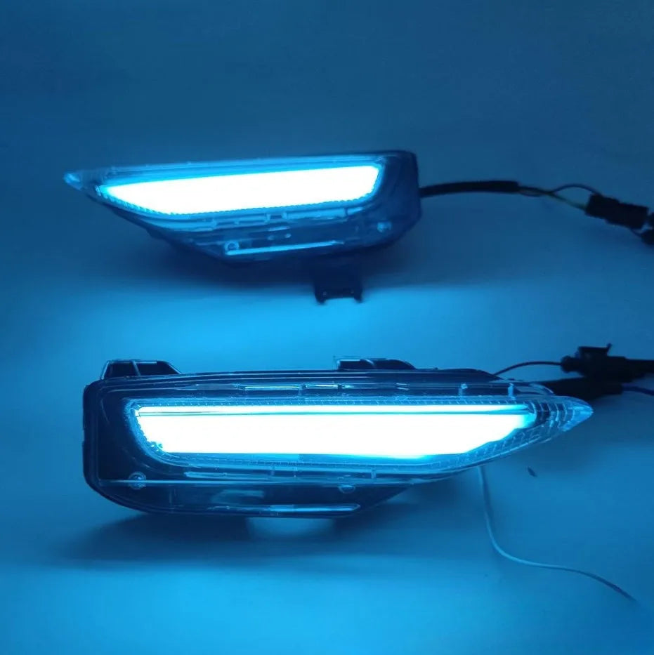 Infiniti Q50 Q70 front bumper LED turn signal and daytime running lamp assembly with ABS housing.