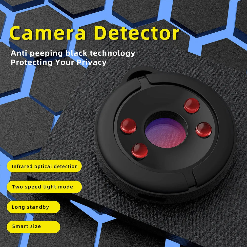 Compact infrared camera detector for finding hidden surveillance devices with a 5-metre range.