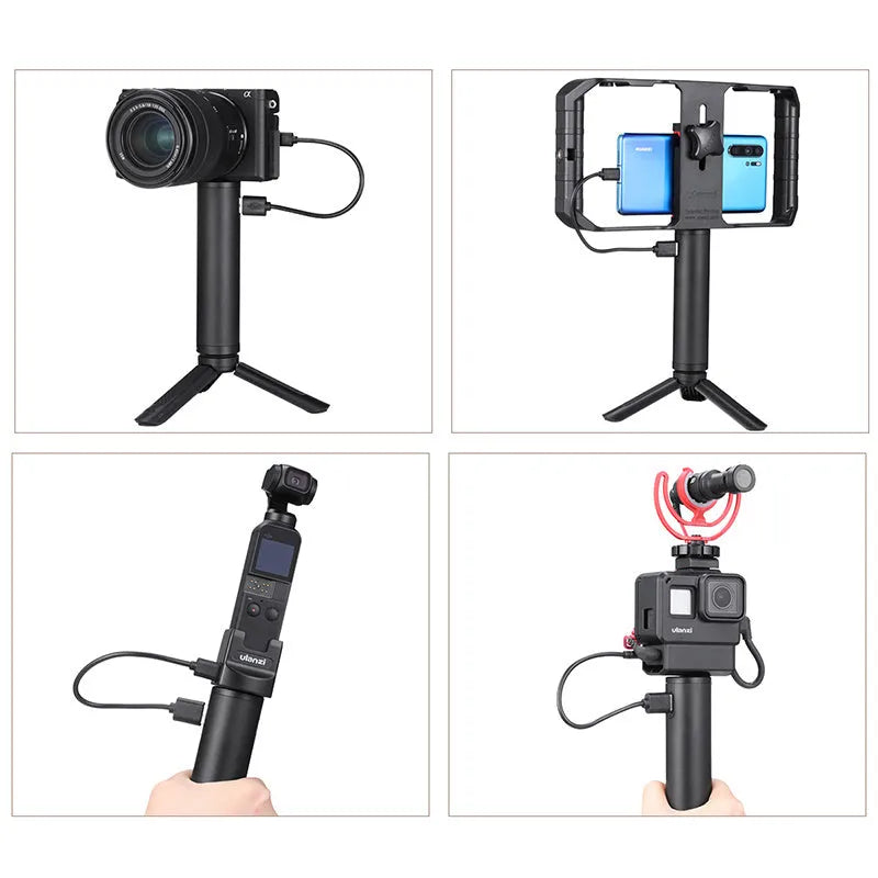 Black aluminium alloy portable power bank with handle showing 6800mAh capacity