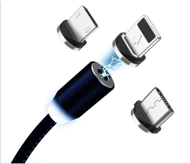 1 metre magnetic LED charging cable with cotton yarn weaving and aluminium shell for Apple iPhone compatibility