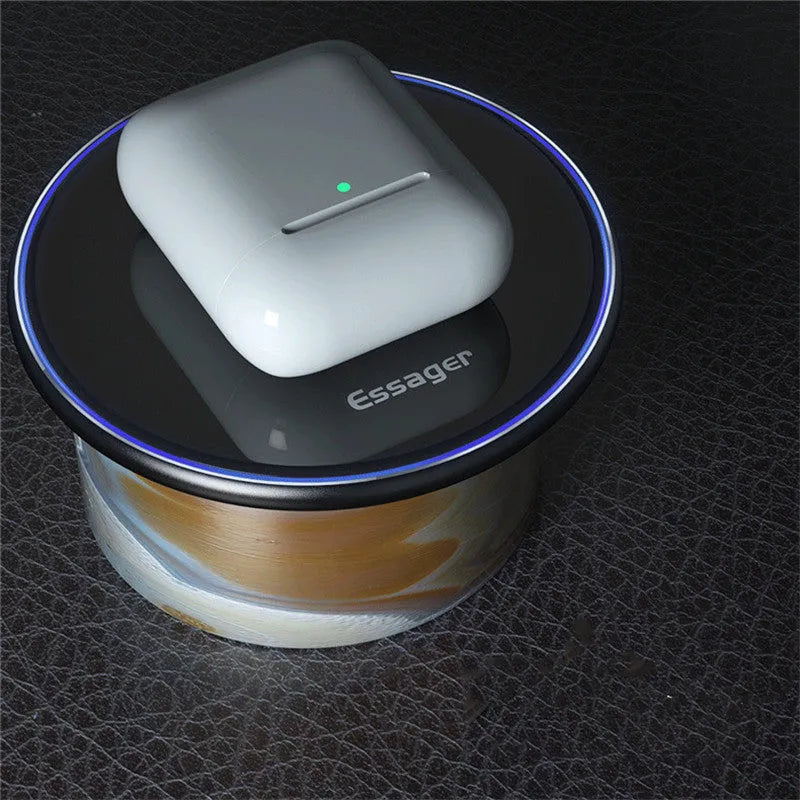 Black and white 15W aluminum alloy wireless charger with LED indicator and anti-slip surface for Qi devices