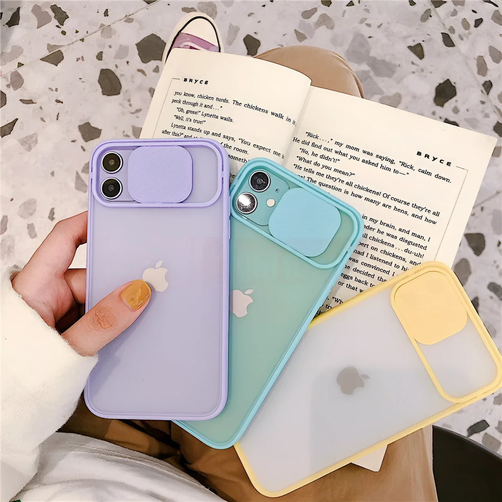 Frosted frame silicone iPhone case shown in multiple colour options on various iPhone models