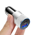 Compact aluminium alloy car mobile phone charger in Black Silver two-tone finish