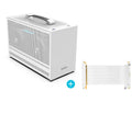 Three Hummingbird PRO portable ITX desktop computer case in titanium grey or white finish.