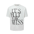 Men's white American-style letter printed round neck cotton blend T-shirt shown front view
