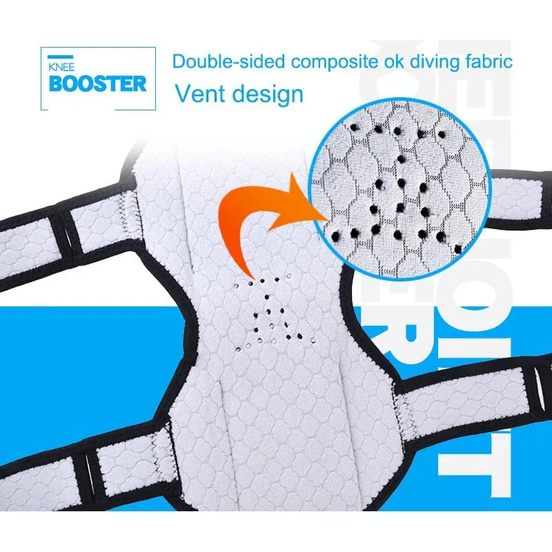 Adjustable knee brace with spring booster mechanism for mountaineering and sports activities